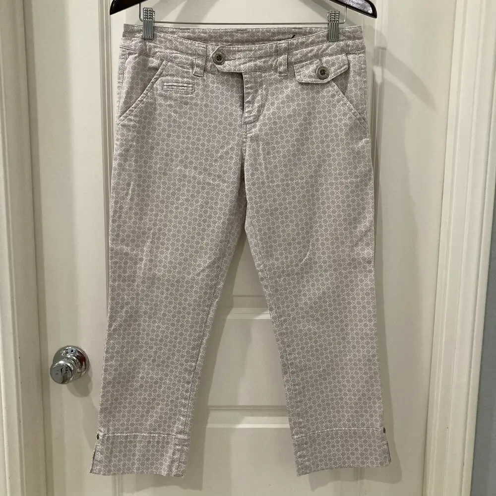 Anthropologie Idra Lilac Patterned Cropped Pants Size 6 - Picture 6 of 12